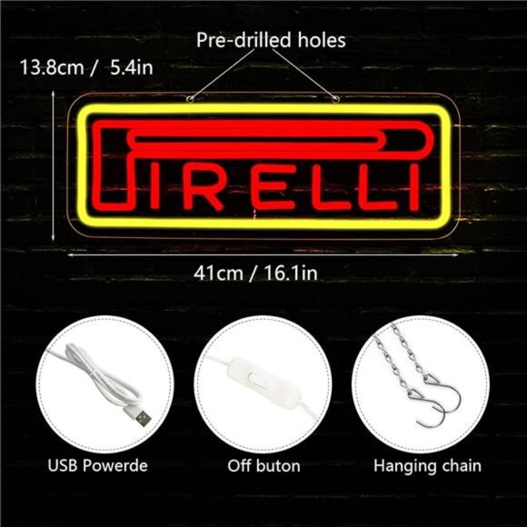 Pirelli Tires LED Neon Sign Tire Shop Garage Decor Man Cave Mechanic Gear Head - Picture 2 of 7